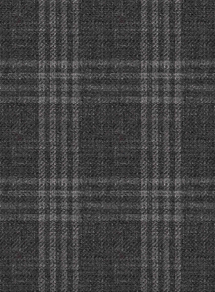 Noble Dark Gray Check Wool Silk Linen Suit