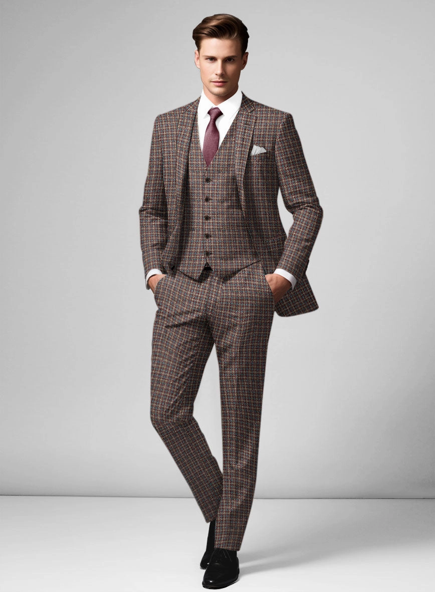 Noble Gabriela Check Wool Silk Linen Suit