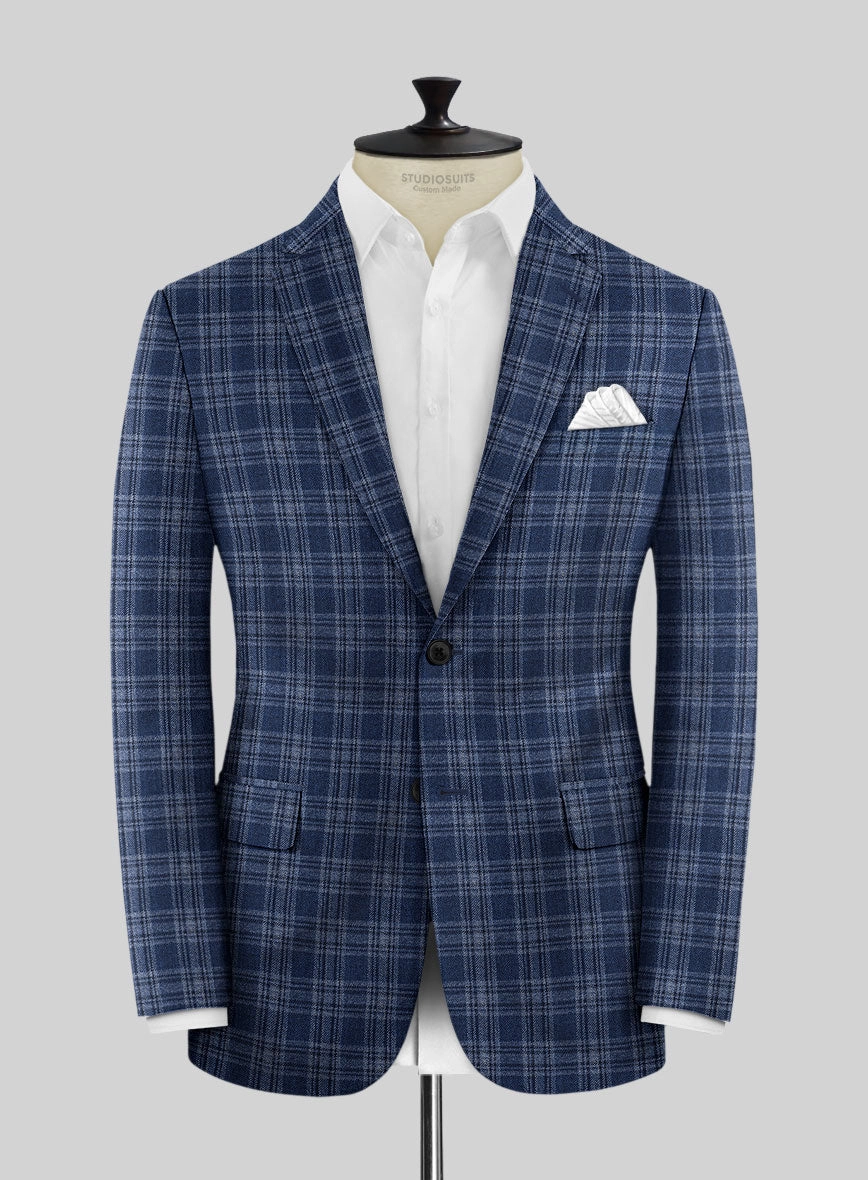 Noble Sandro Blue Wool Silk Linen Suit