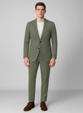 Olive Green Napoli Stretch Light Weight Cotton Suit
