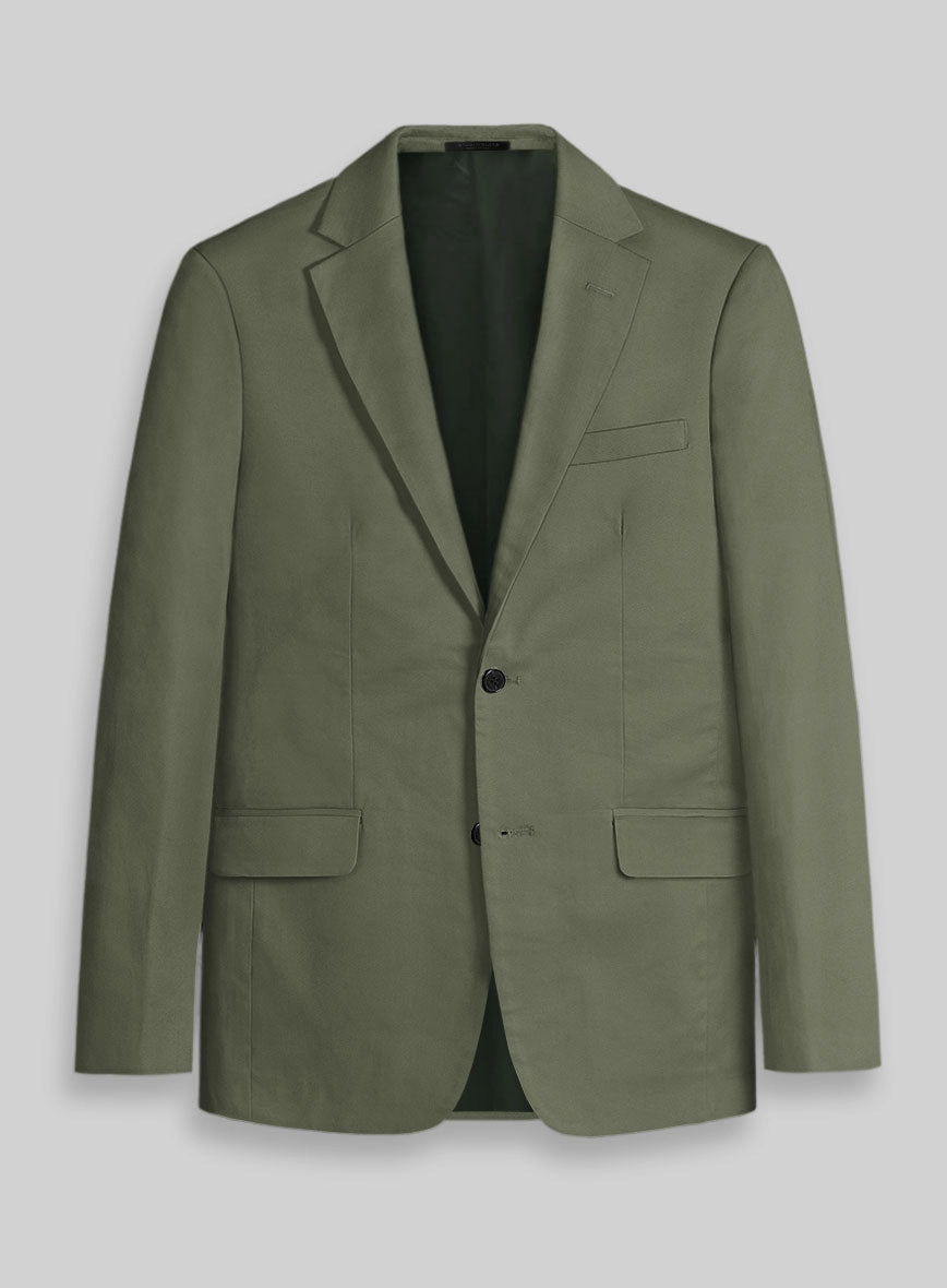 Olive Green Napoli Stretch Light Weight Cotton Suit