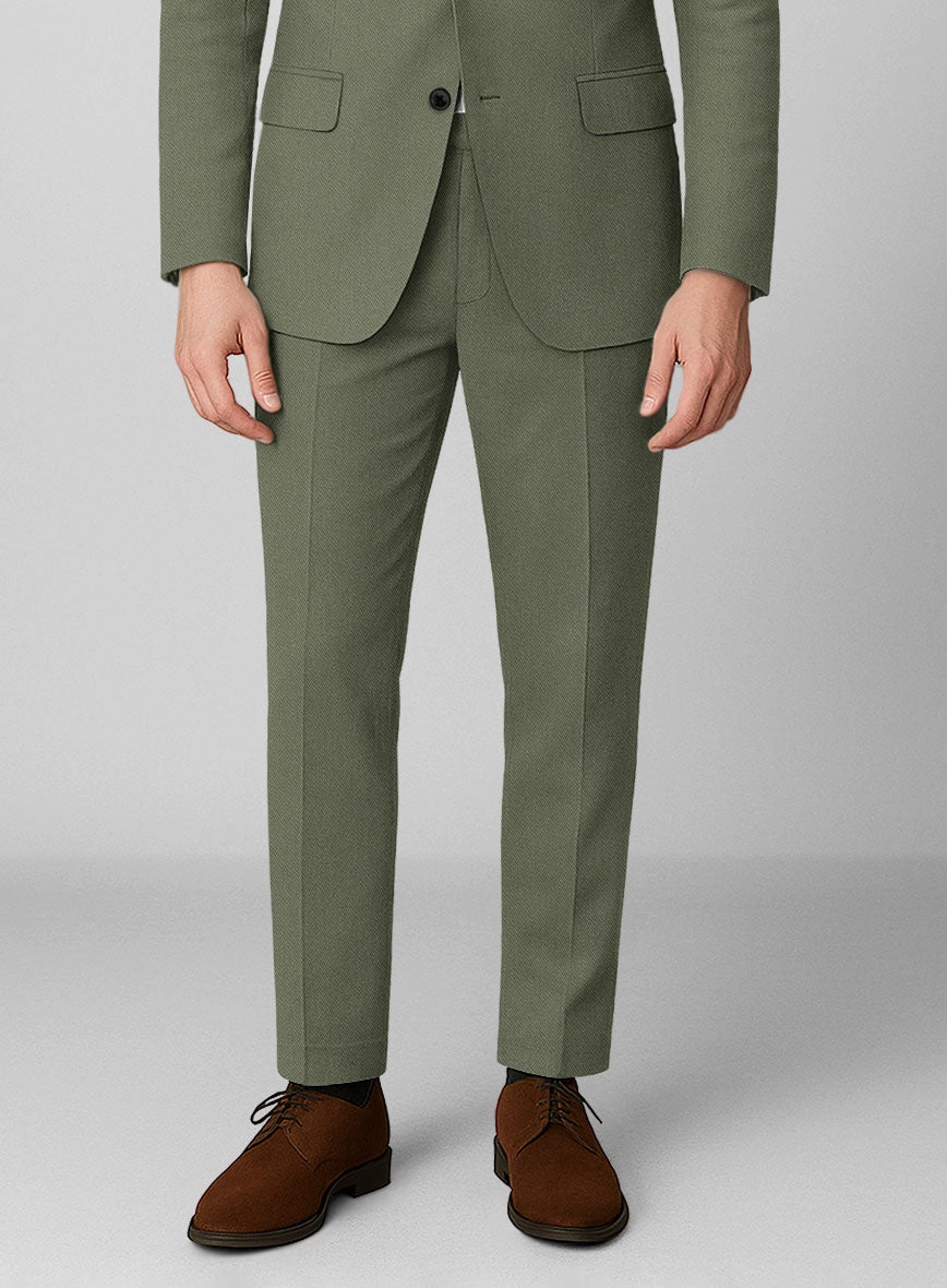 Olive Green Napoli Stretch Light Weight Cotton Suit