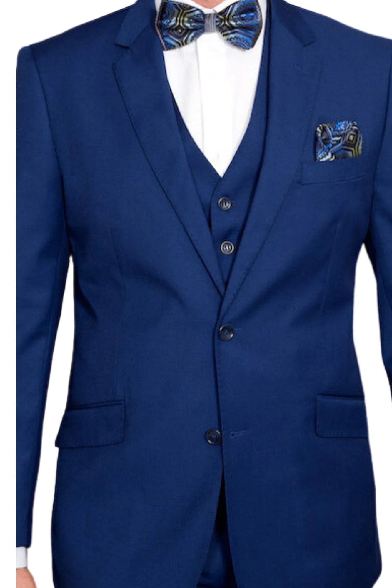 Pan Prestige Collection: 3PC Modern Fit Solid Color Suit With Super 150's Italian Wool In Sapphire
