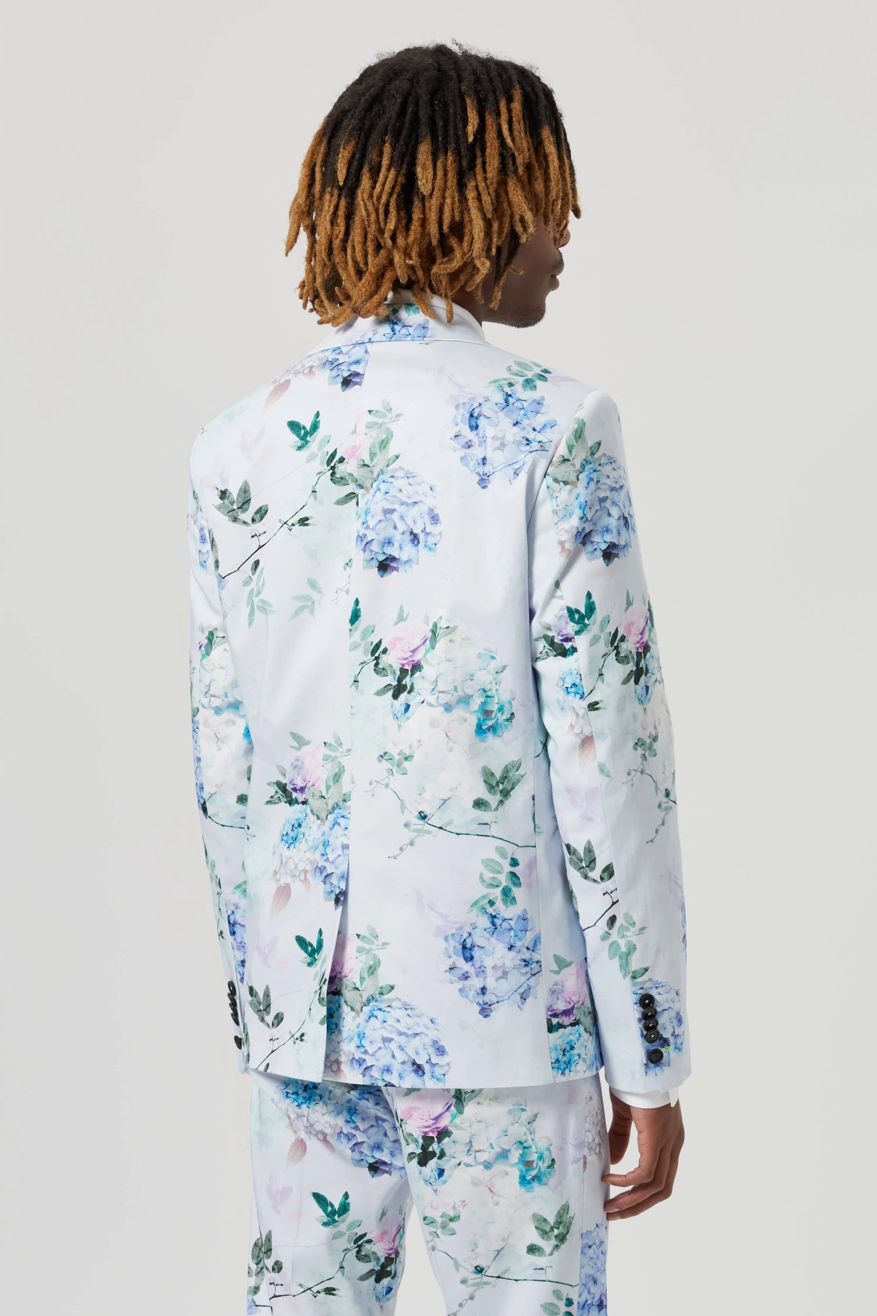 Pickhurst Skinny Fit Blue Floral Cotton Suit
