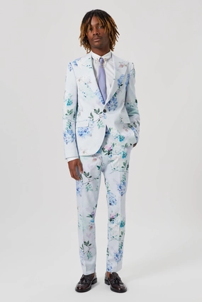 Pickhurst Skinny Fit Blue Floral Cotton Suit