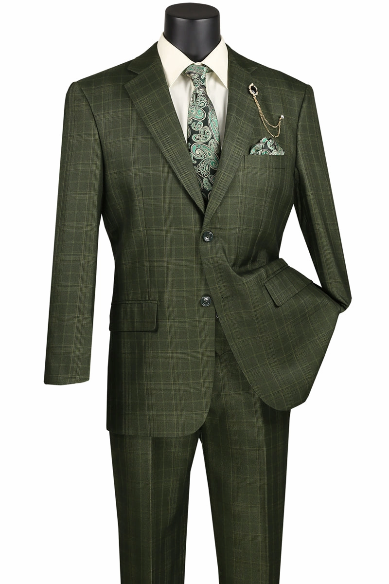Procyon Collection: Olive Glen Plaid Single-Breasted Classic Fit 3-Piece Suit