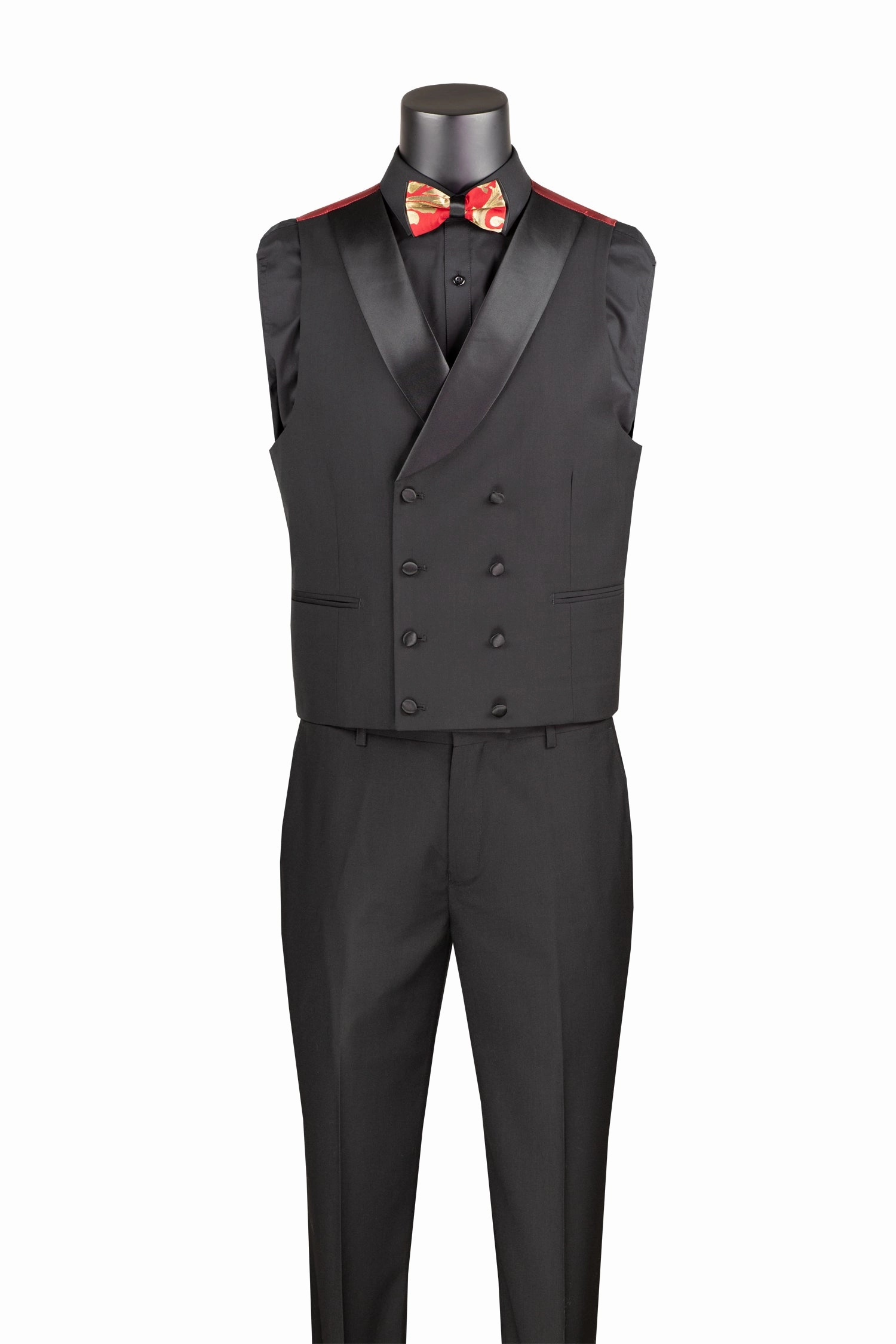 Province Collection: Red 3 Piece Jacquard Fabric Single Breasted Modern Fit Suit