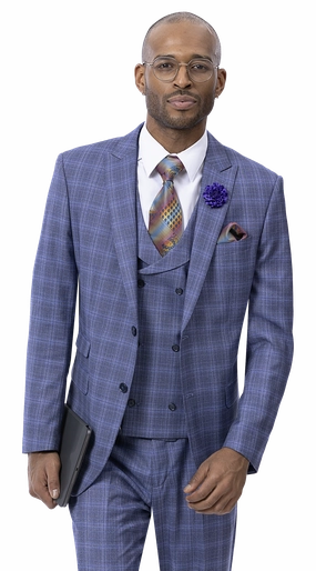 Purple Three Piece Regular Fit Fashion Suit M2777