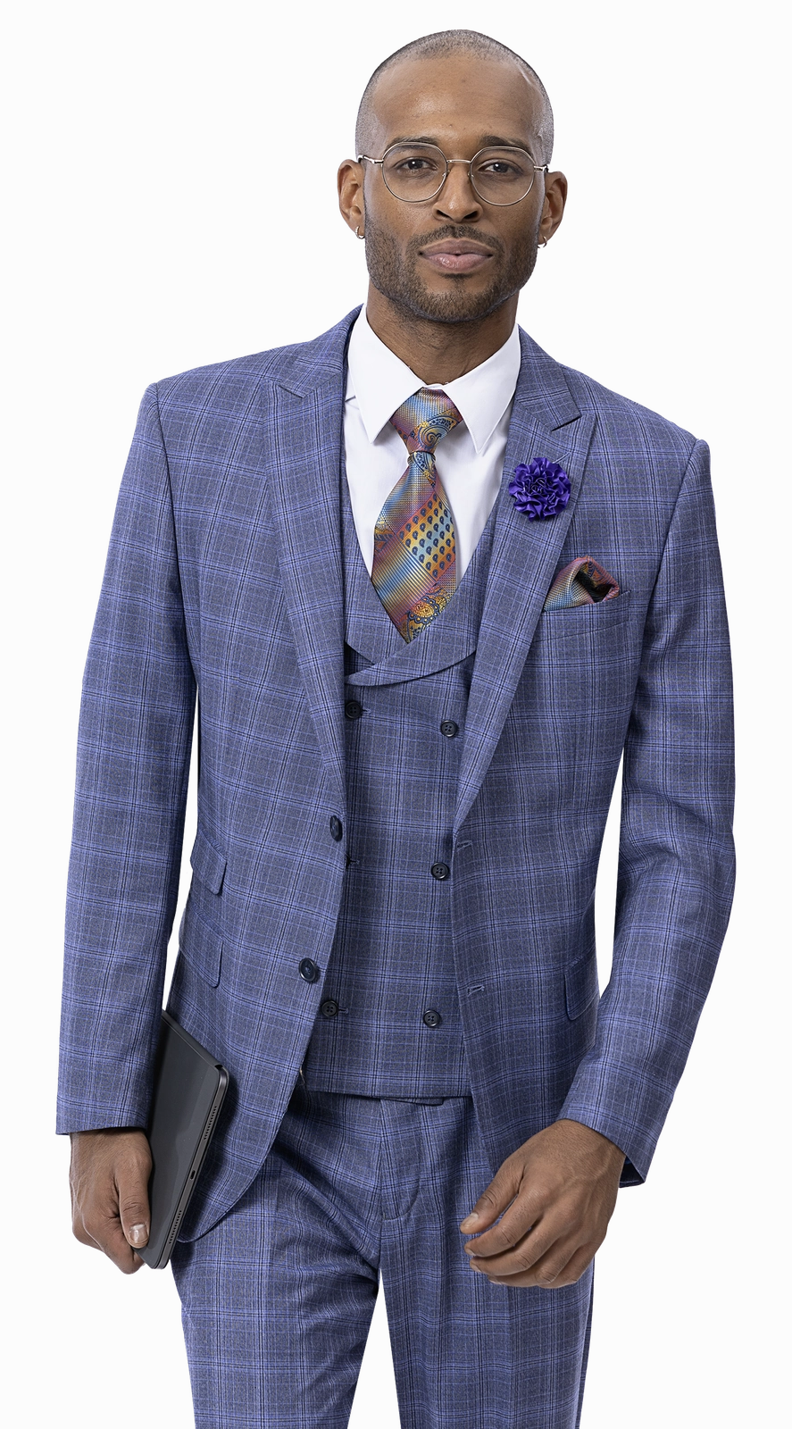 Purple Three Piece Regular Fit Fashion Suit M2777