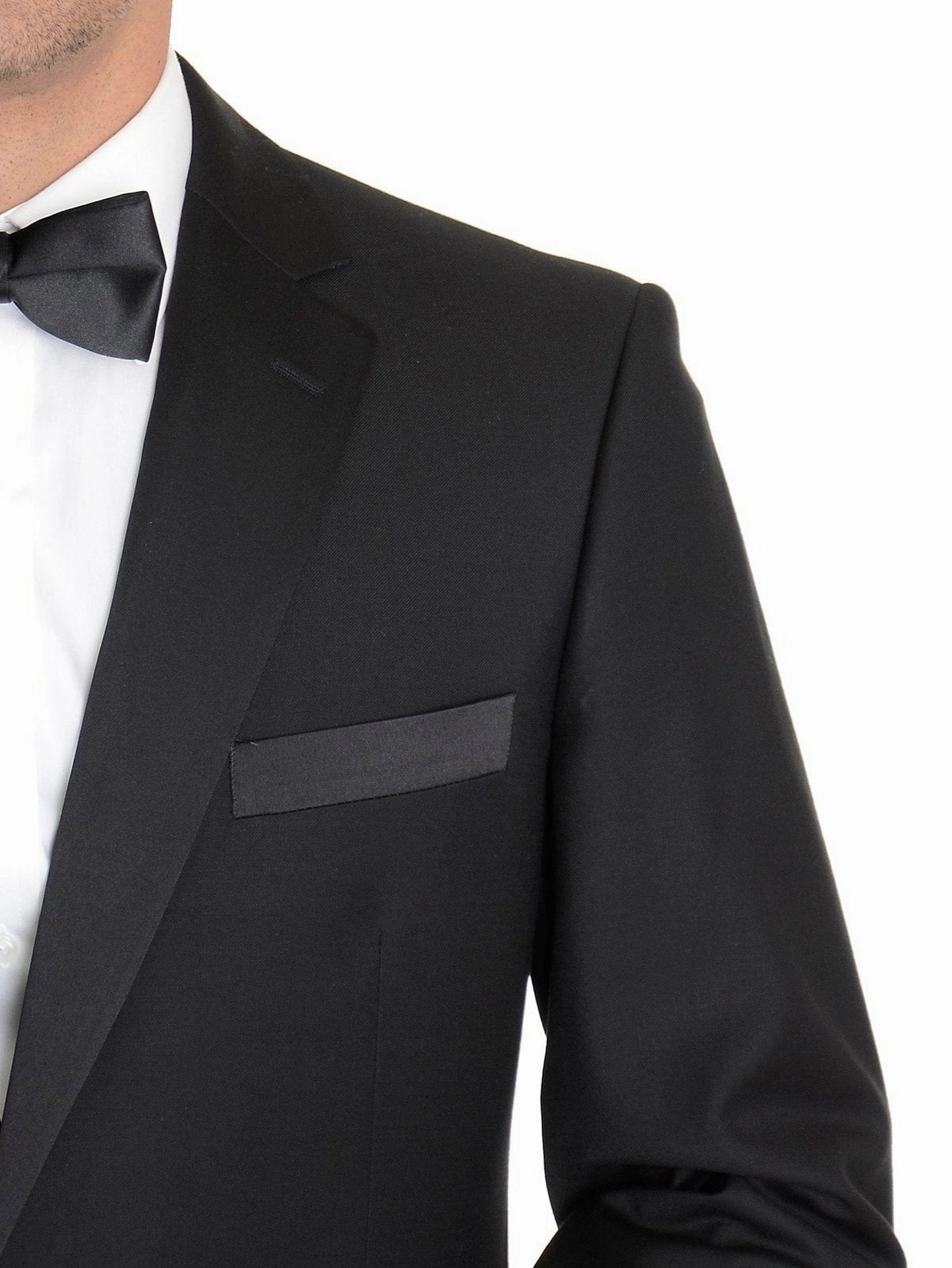 Raphael Classic Fit Solid Black Tuxedo Suit With Satin Stripe On Pant