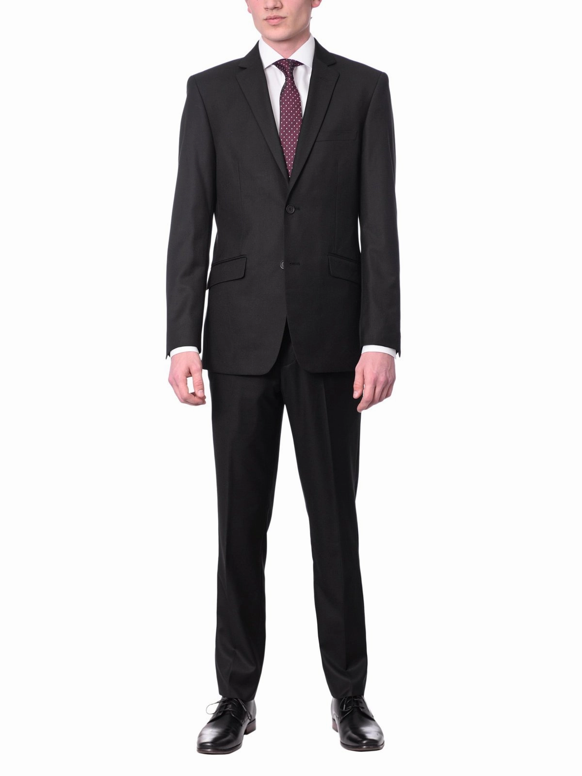 Raphael Mens Solid Black Slim Fit 2 Button Suit