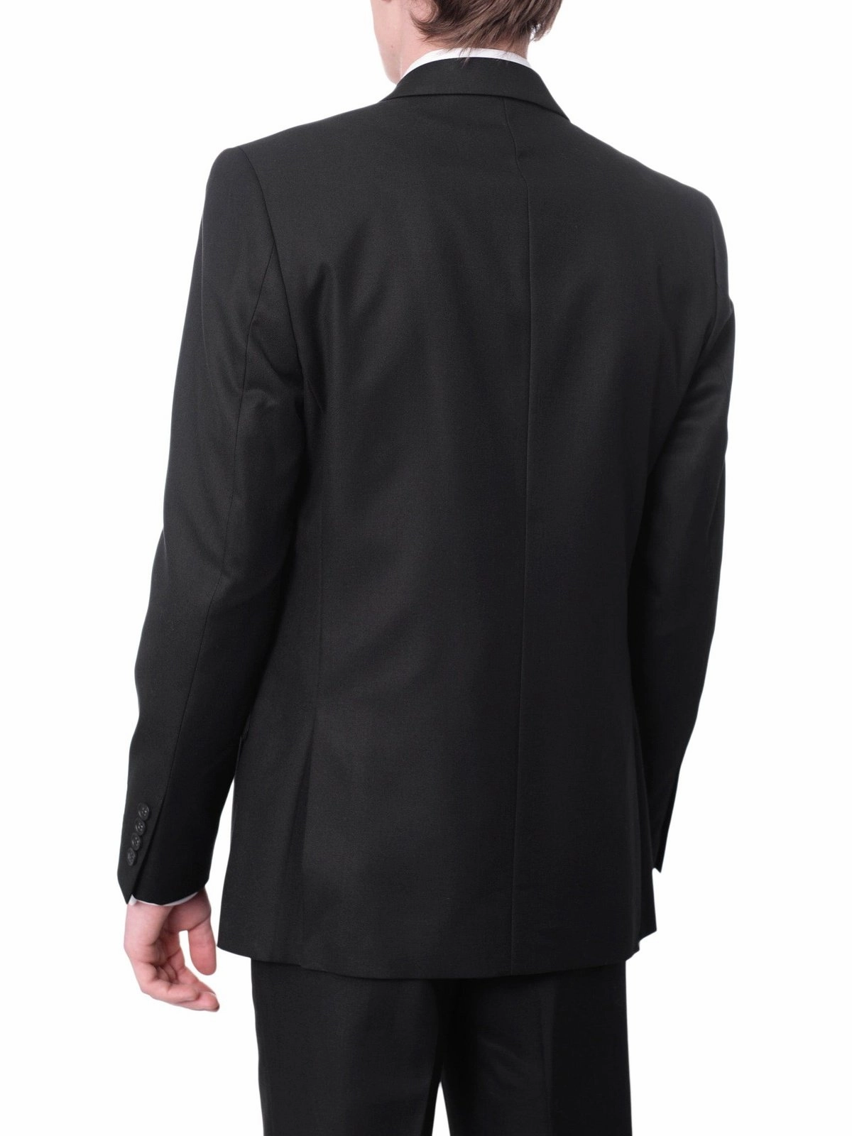 Raphael Mens Solid Black Slim Fit 2 Button Suit