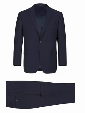 Raphael Mens Solid Navy Blue 100% Wool Classic Fit Suit 54R