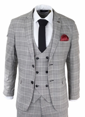 Ross Grey Prince Of Wales Check Suit Wedding