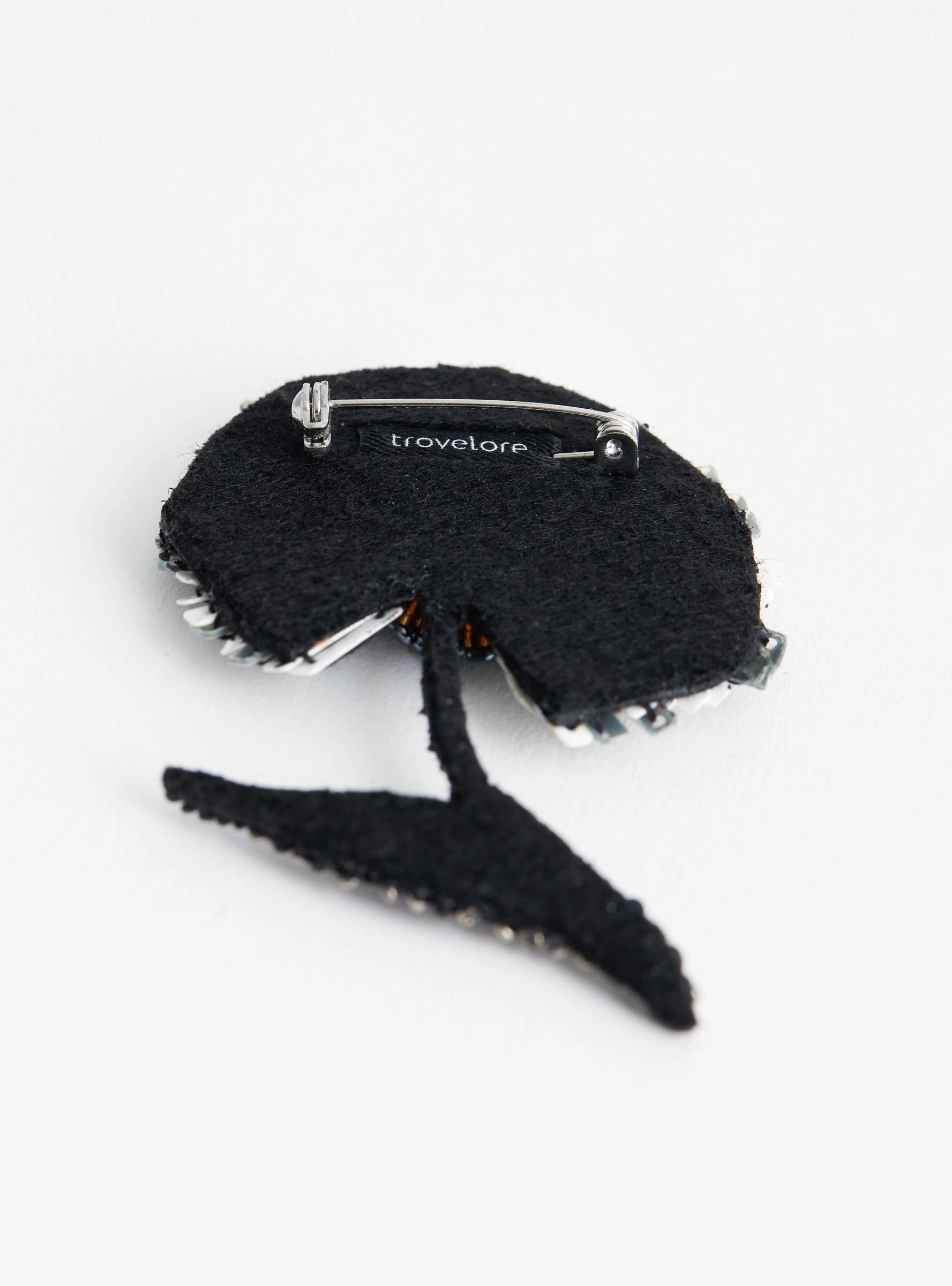 Ruffle Flower Brooch Black