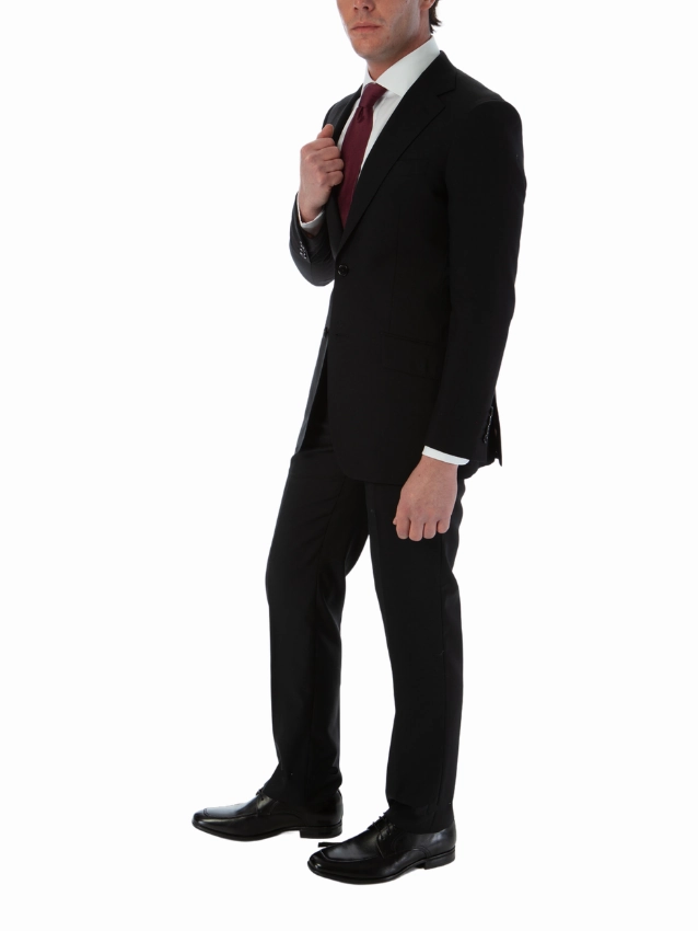 Sartoria Mazara Mens Classic Fit Black 100% Wool 2 Piece Suit