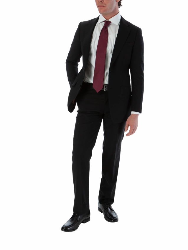Sartoria Mazara Mens Classic Fit Black 100% Wool 2 Piece Suit