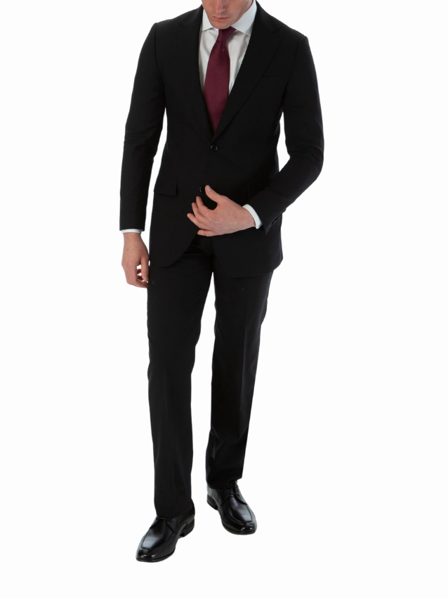 Sartoria Mazara Mens Classic Fit Black 100% Wool 2 Piece Suit