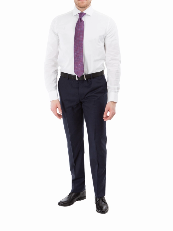 Sartoria Mazara Mens Slim Fit Navy Blue Mini Check 100% Wool 2 Piece Suit