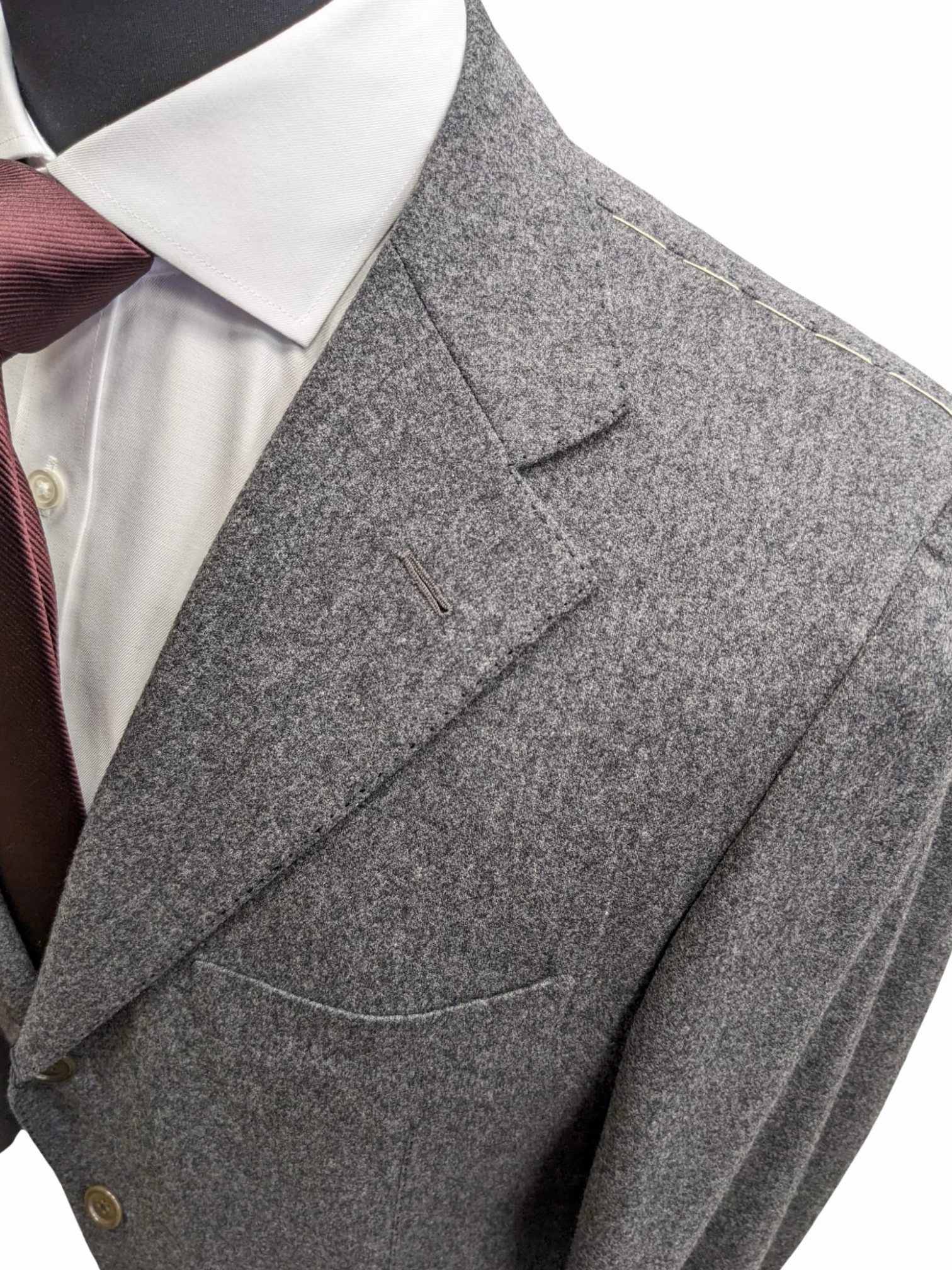 Sartoria Partenopea Mens 40L Solid Gray 100% Wool 3 Button 2 Piece Suit