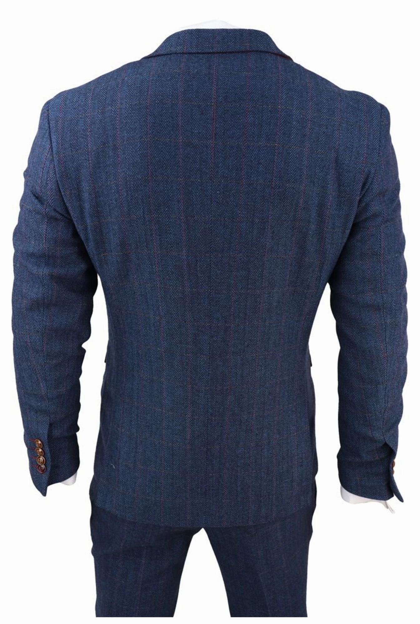 Scott Blue 3 Piece Tweed Check Suit