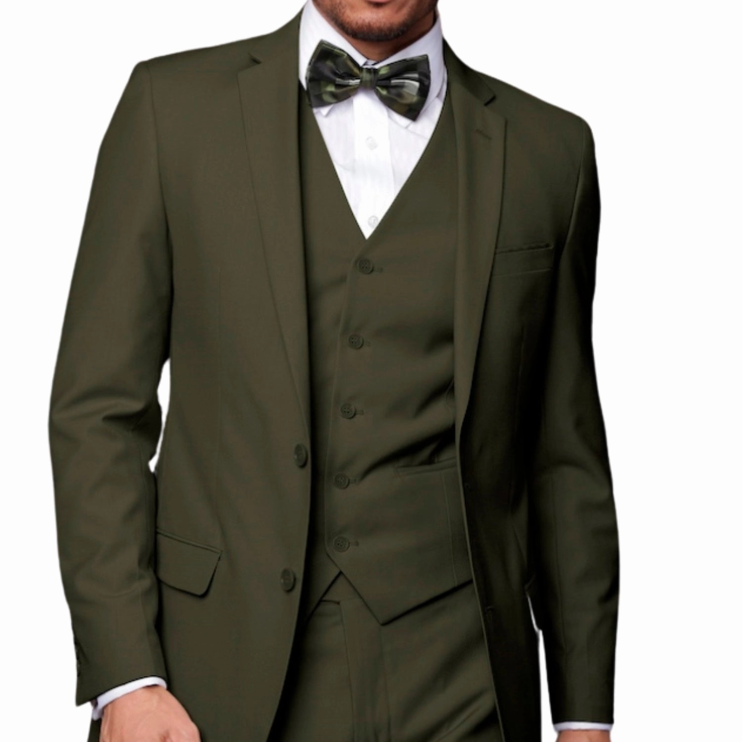 Sculptor Collection: 3-Piece Slim Fit Solid Suit For Men In Olive