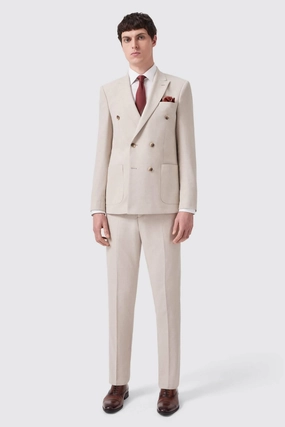 Sion Slim Fit Double Breasted Brown Herringbone Suit
