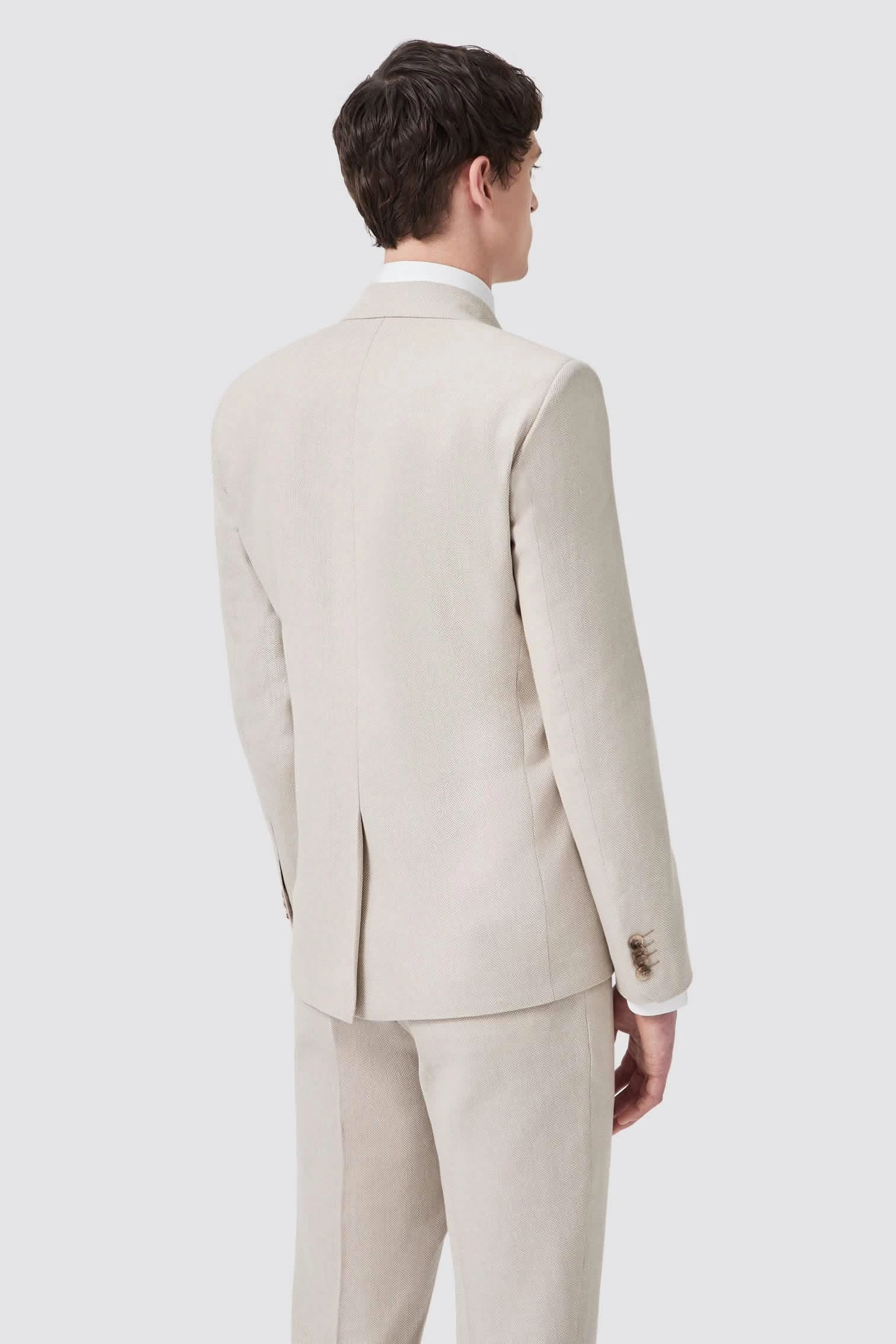Sion Slim Fit Double Breasted Brown Herringbone Suit