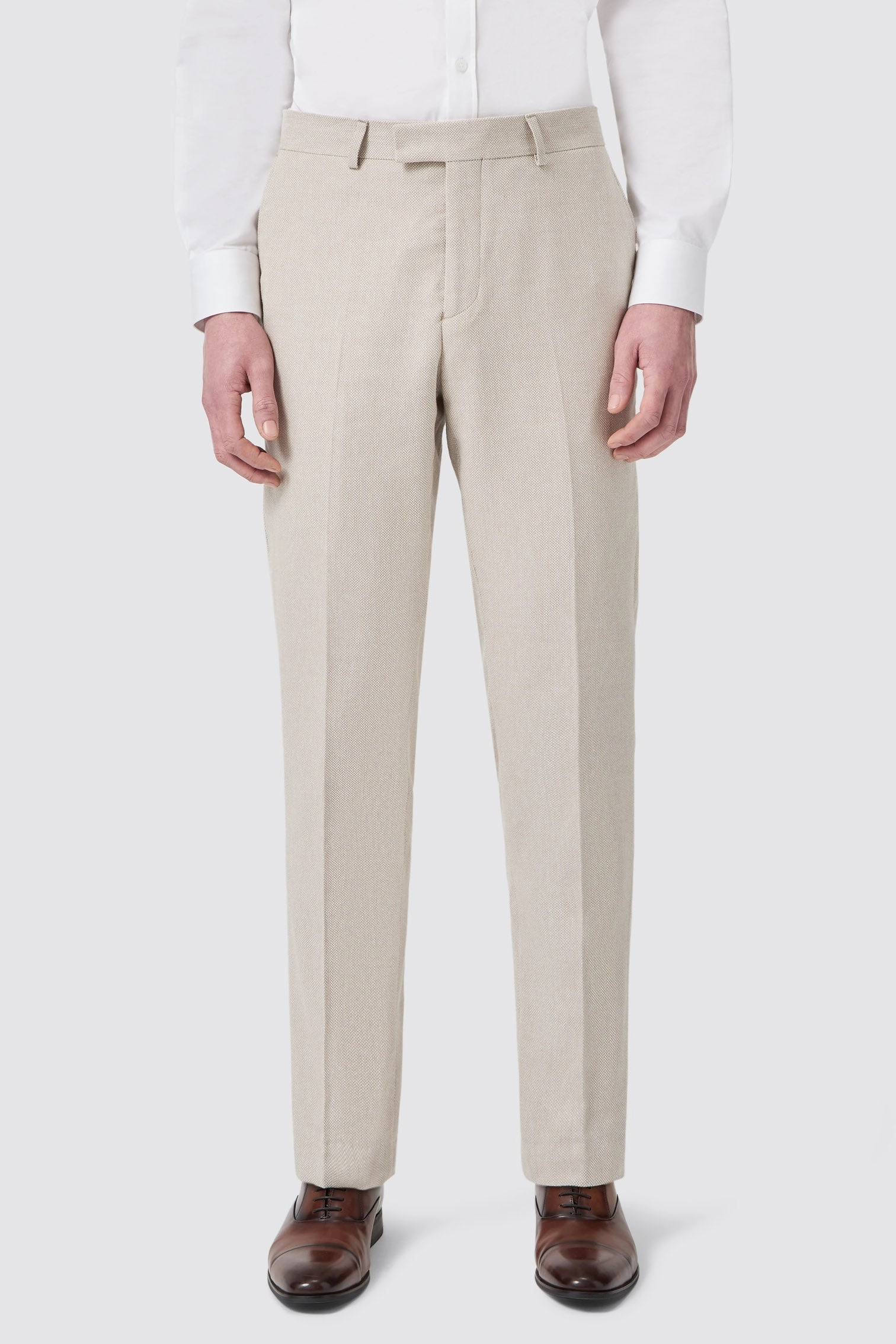 Sion Slim Fit Double Breasted Brown Herringbone Suit