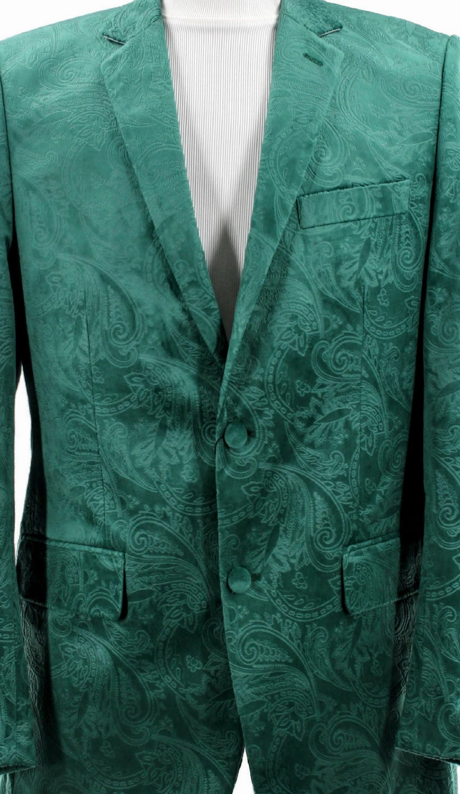 Sirius Collection: Hunter Green Polyester Velvet Paisley Pattern Regular Fit Blazer