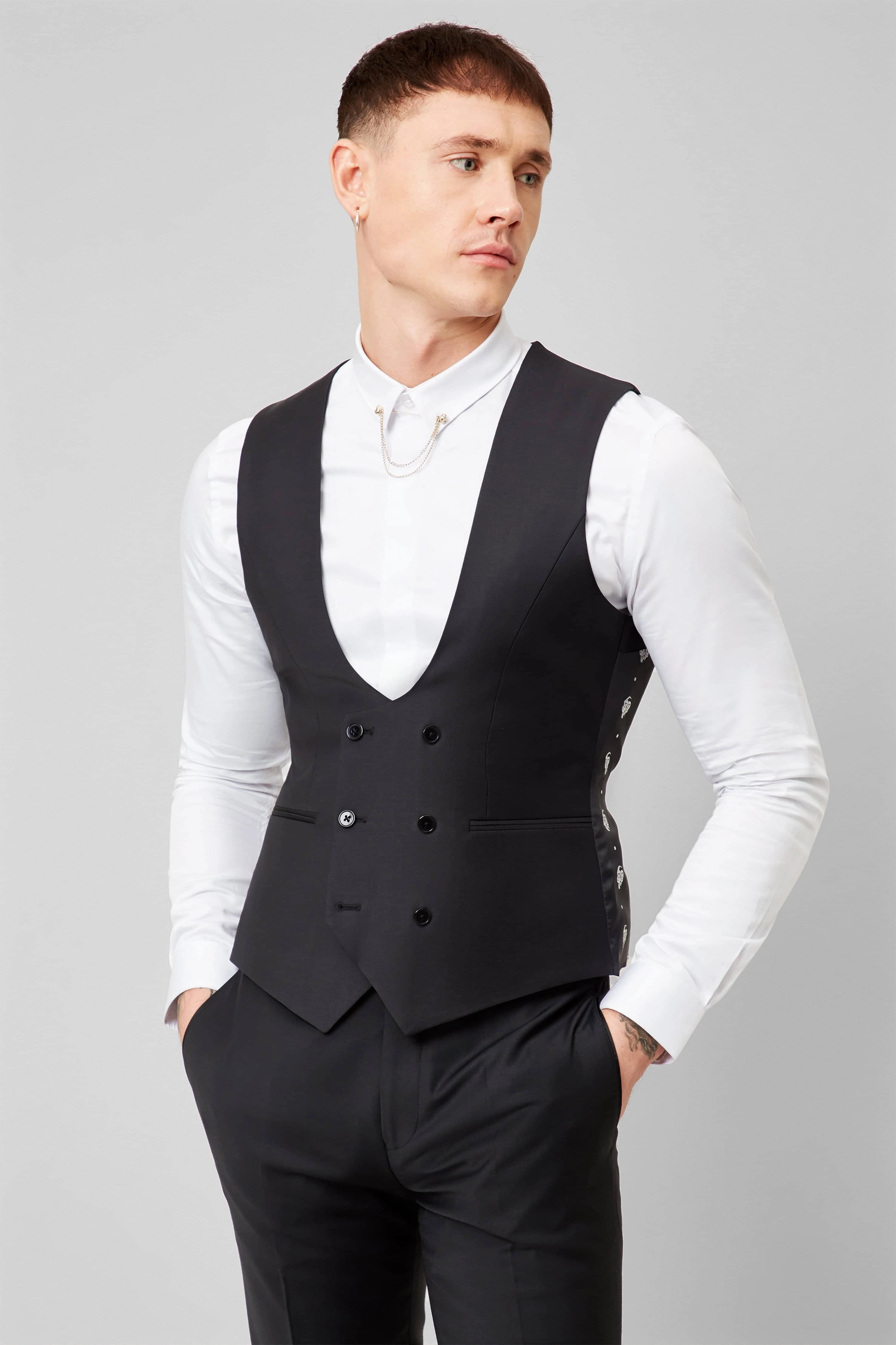 Slate Skinny Fit Black Dinner Suit