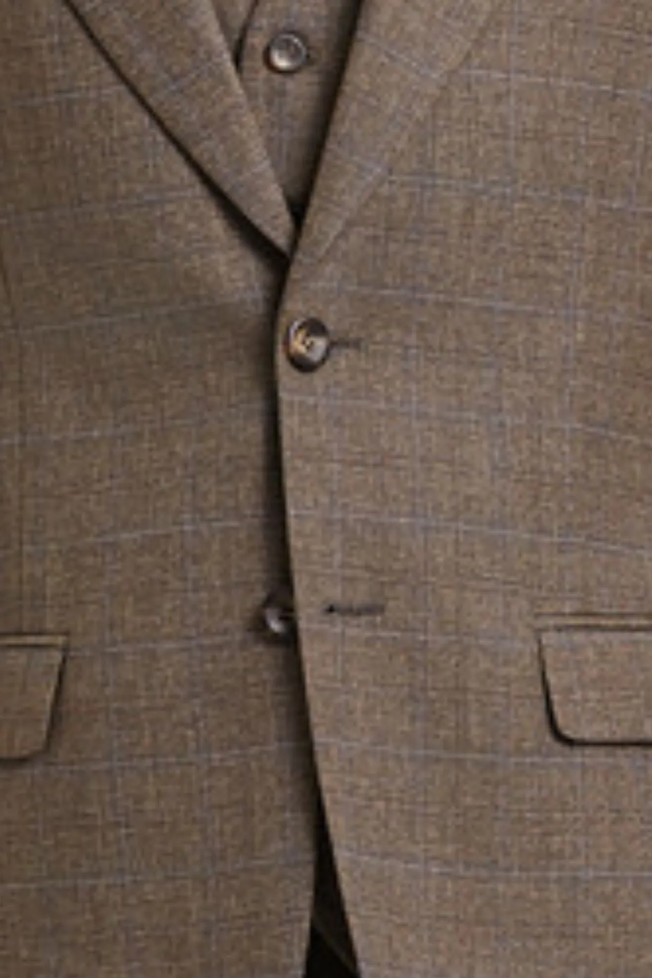 Sleekifyer Collection: Men's Graph Check 3 Piece Hybrid Fit Suit In Brown