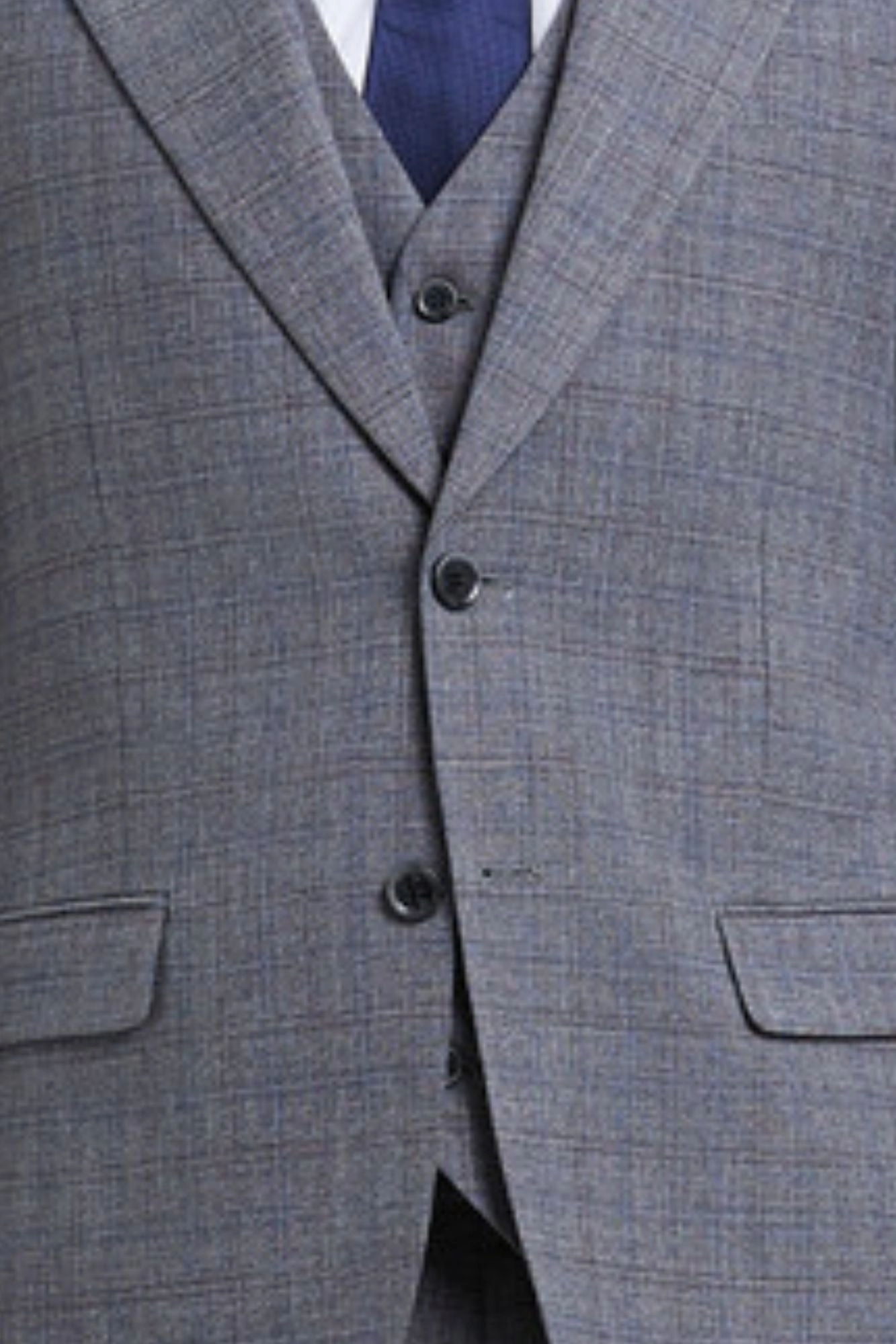 Sleekifyer Collection: Men's Graph Check 3 Piece Hybrid Fit Suit In Grey