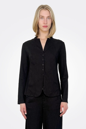 Slim Fit Mandarin Collar Jacket - Black