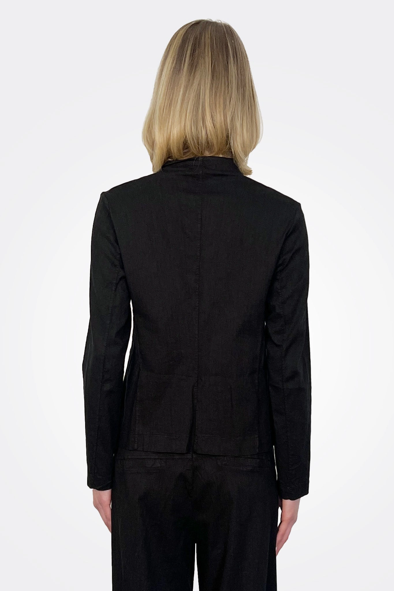 Slim Fit Mandarin Collar Jacket - Black