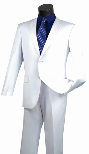 Slim Fit Men's Suit 2 Piece 2 Button in White