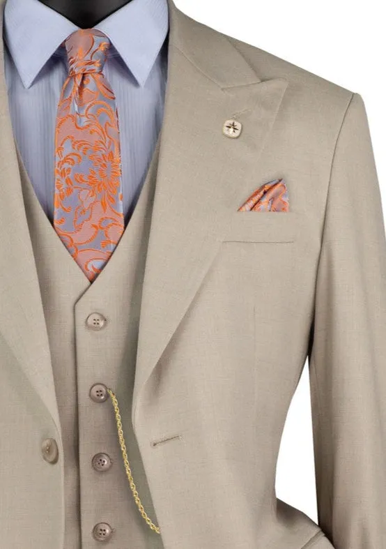 Stello Collection: Oatmeal Single-Breasted Regular Fit 3-Piece Suit