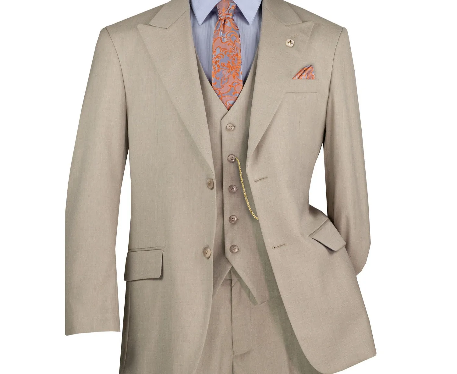 Stello Collection: Oatmeal Single-Breasted Regular Fit 3-Piece Suit