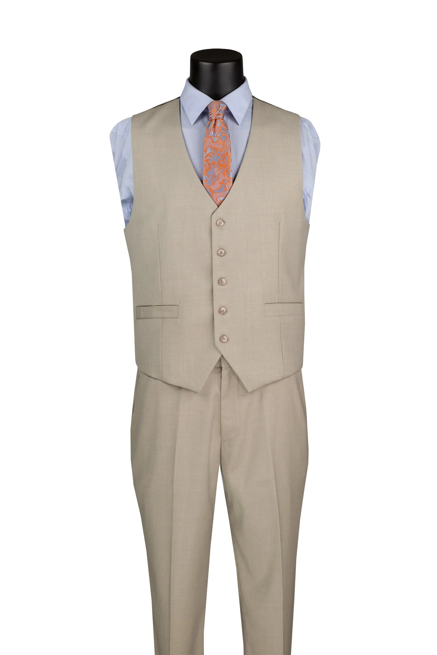 Stello Collection: Oatmeal Single-Breasted Regular Fit 3-Piece Suit
