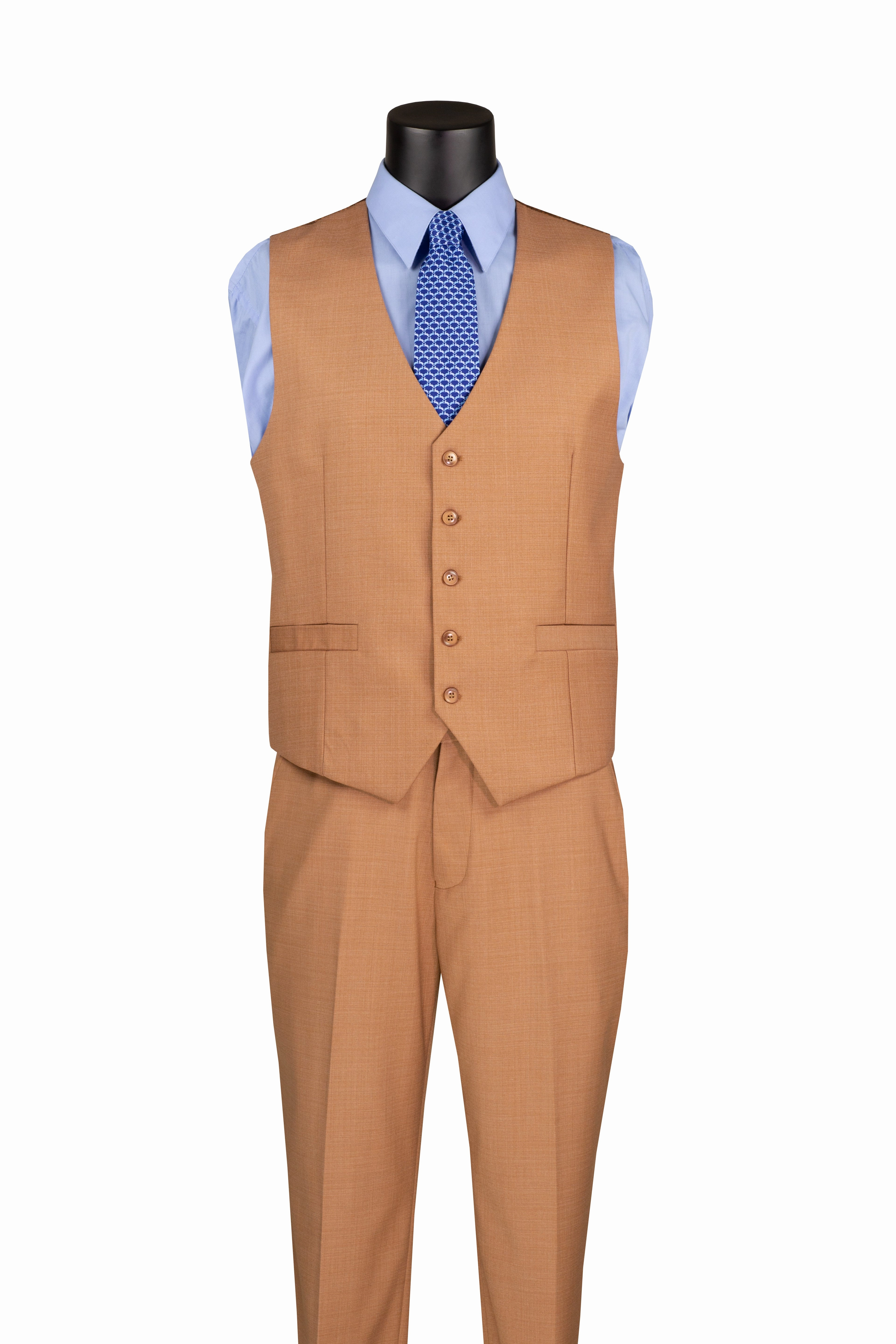 Stello Collection: Light Amber Single-Breasted Regular Fit 3-Piece Suit