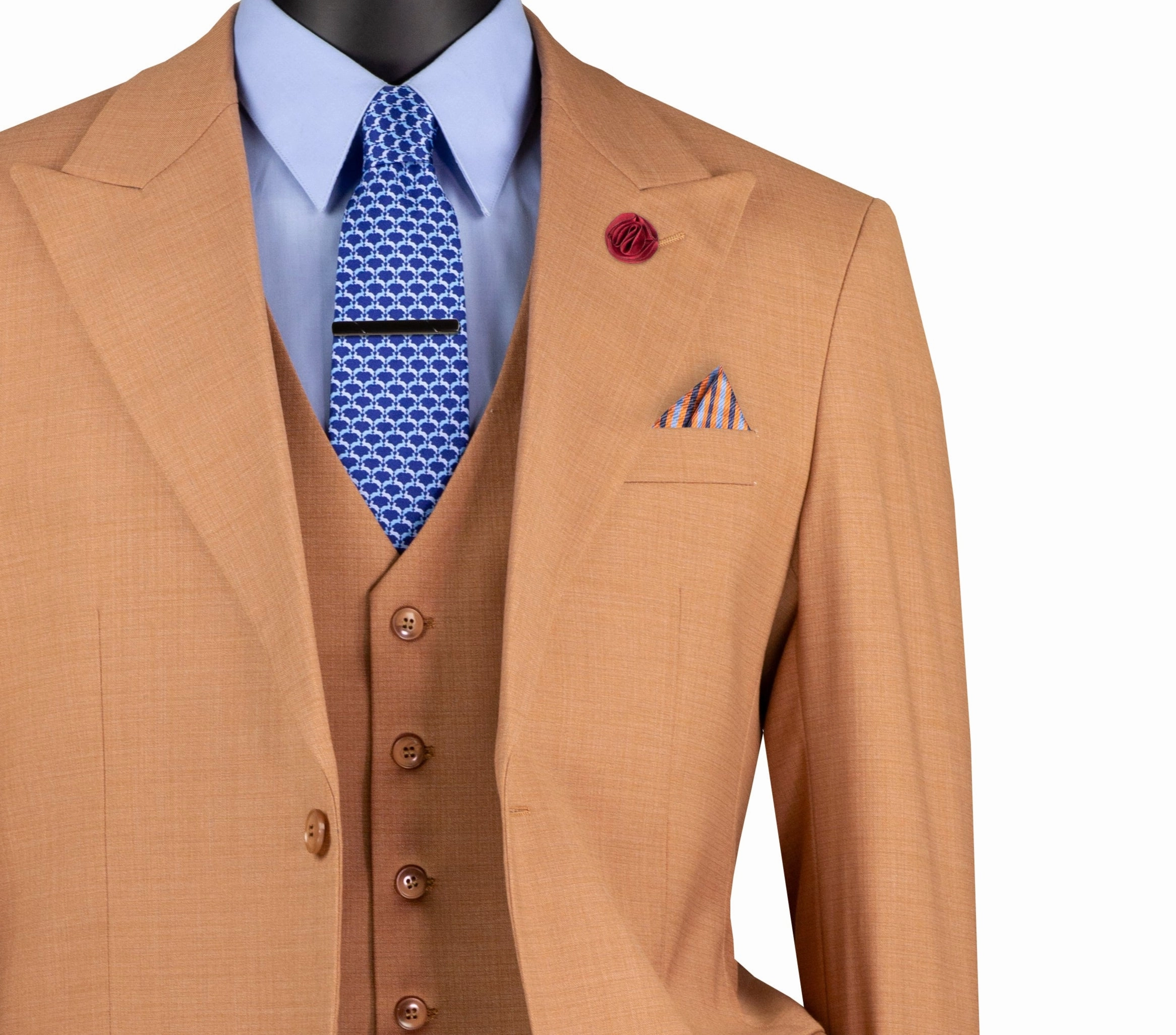 Stello Collection: Light Amber Single-Breasted Regular Fit 3-Piece Suit