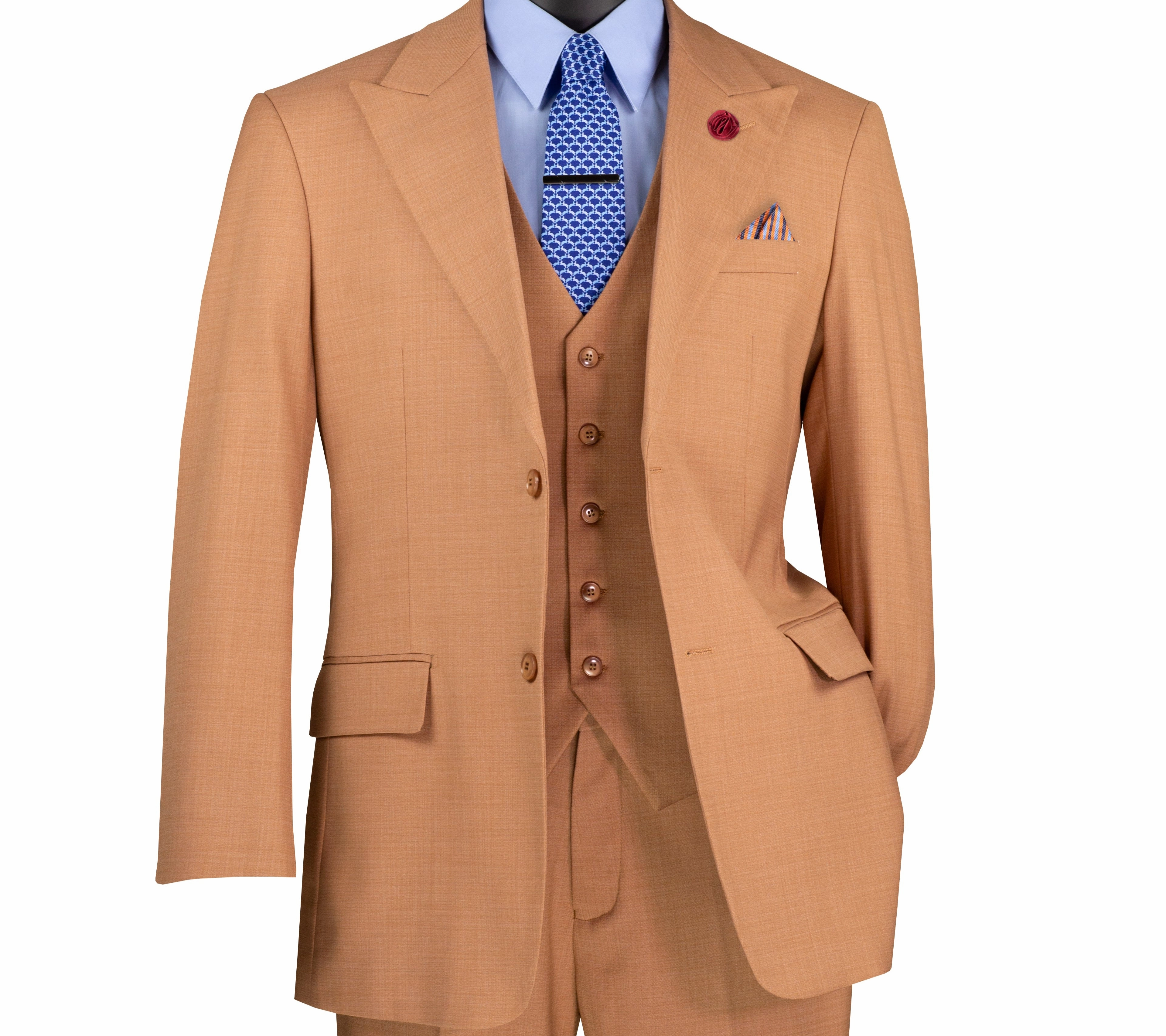Stello Collection: Light Amber Single-Breasted Regular Fit 3-Piece Suit