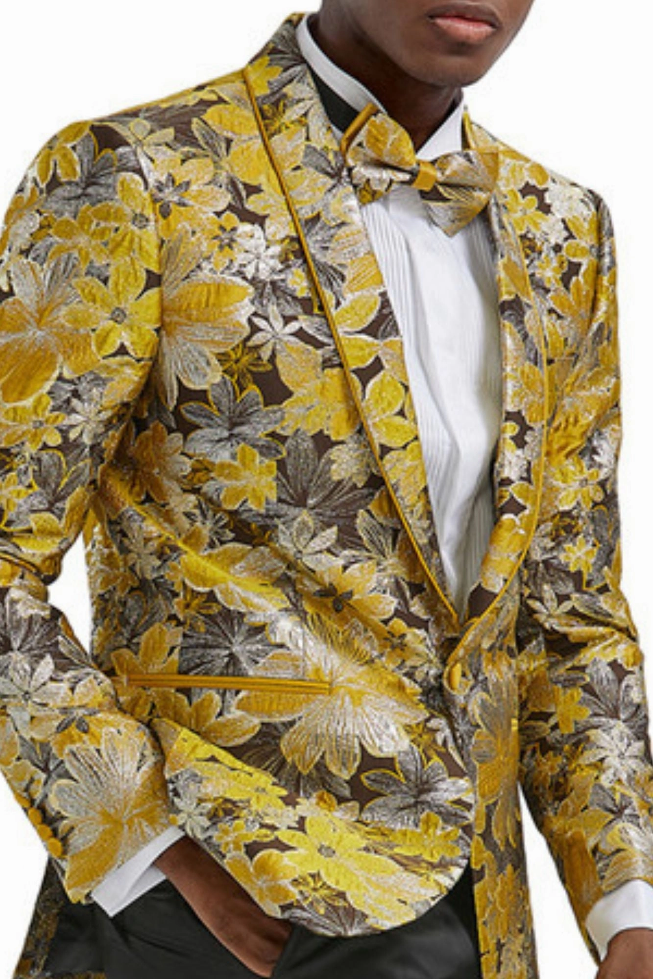 Stylefyre Collection: Men's Single-Breasted Blazer In Gold