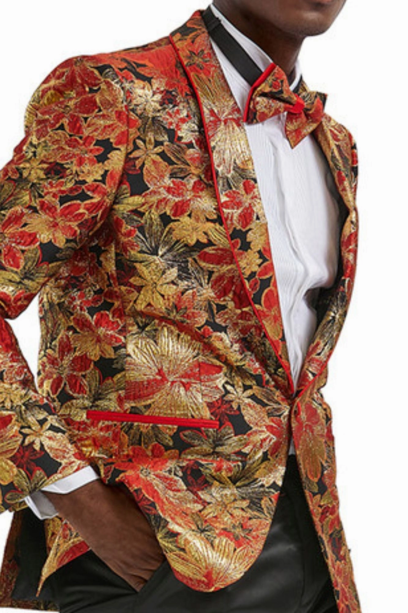 Stylefyre Collection: Men's Single-Breasted Blazer In Red/Gold