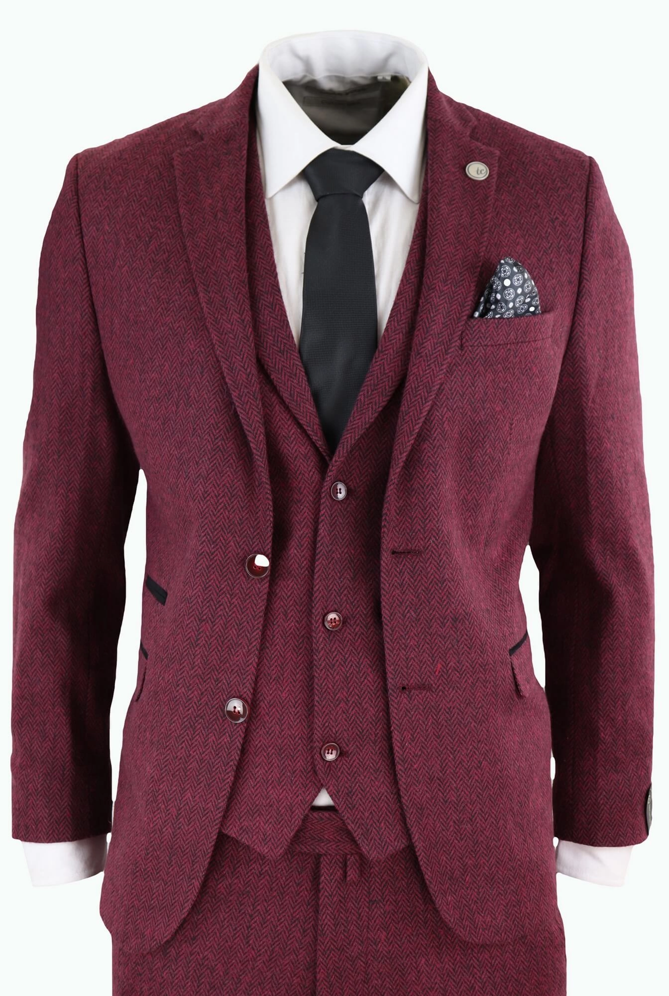 stz11 3 Piece Tweed Suit Herringbone