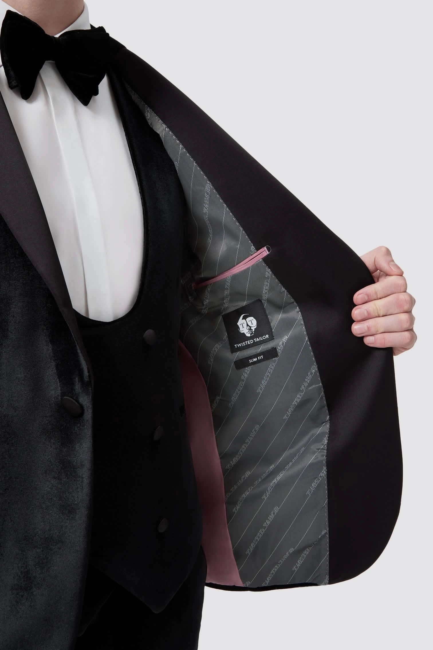 Sylvester Slim Fit Black Velvet Tuxedo Suit