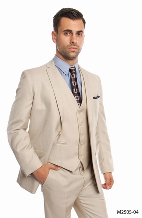 Tan 3-PC Slim Fit Performance Stretch Suits