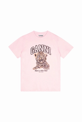 Tee pink relaxed leopard
