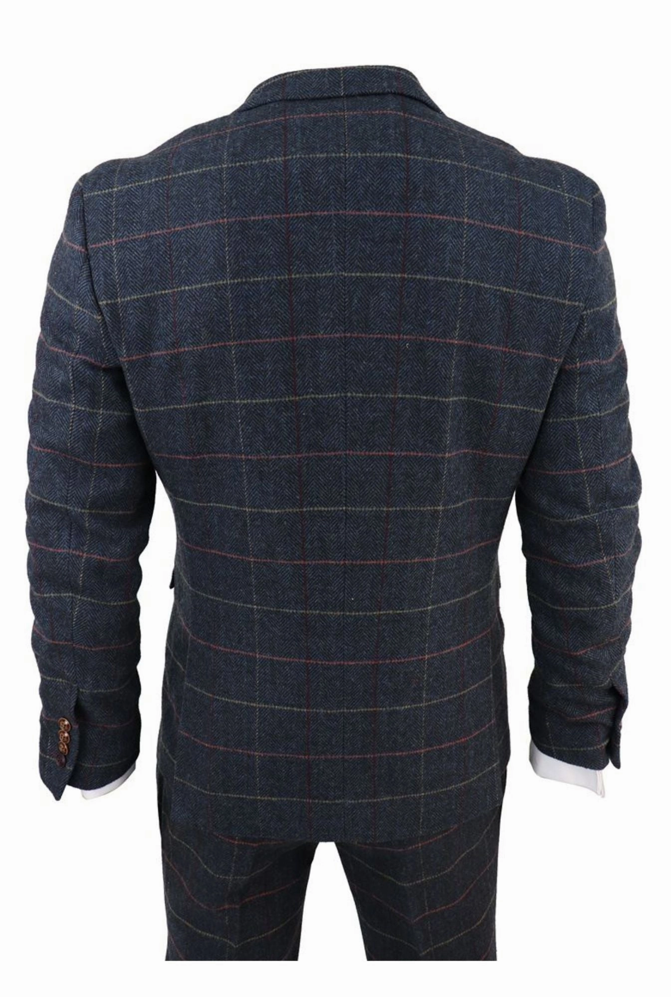Thomas Navy 3 Piece Tweed Check Suit