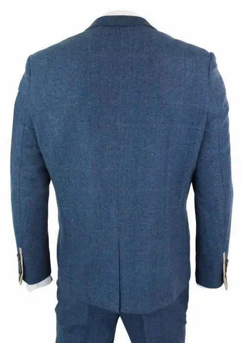 Three-Piece Suit Blue/Brown Herringbone